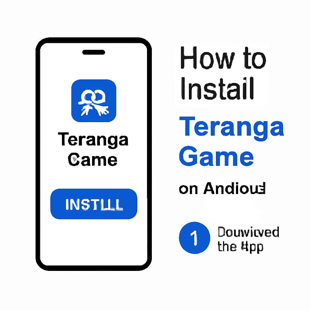 Diagram explaining installation steps for Teranga Game on Android.
