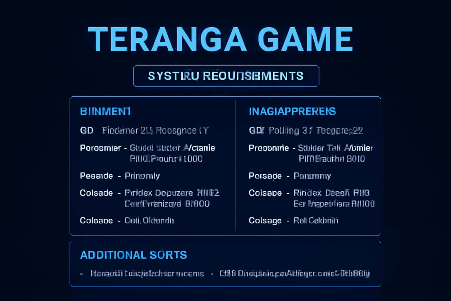 Informational graphic on system requirements for Teranga Game.