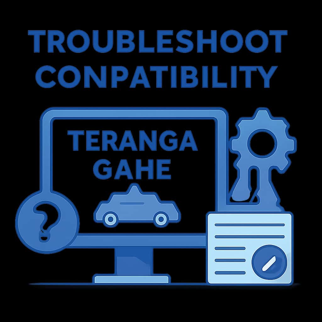 Illustration explaining compatibility troubleshooting steps for Teranga Game.