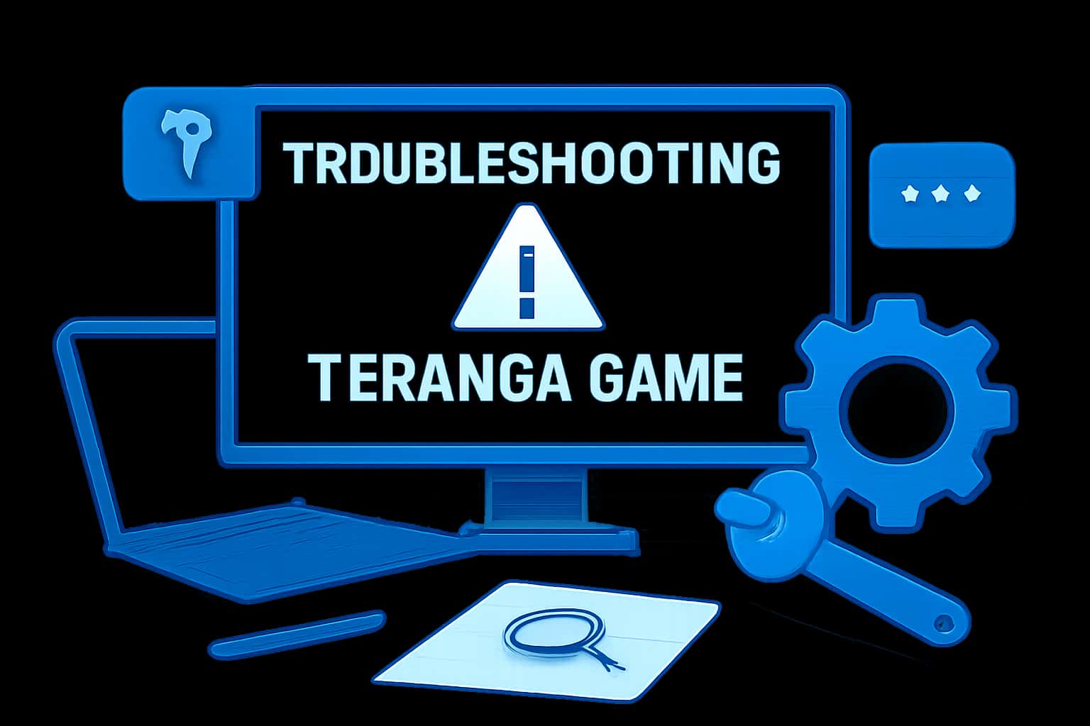 An informative scene illustrating steps to troubleshoot Teranga Game installs.