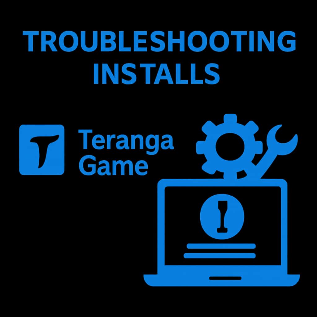 An educational diagram highlighting troubleshooting steps for Teranga Game installations.